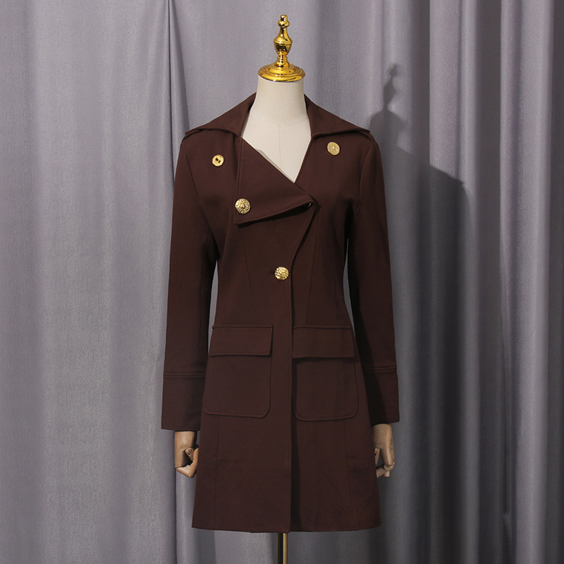 Lapel commuting coat slim windbreaker for women