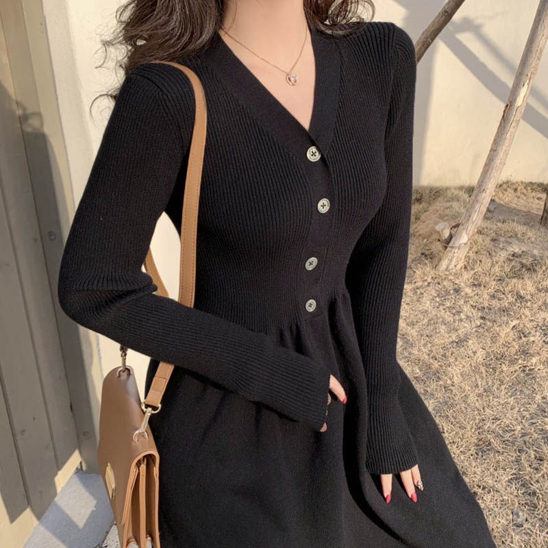 Winter dress black sweater dress for women
