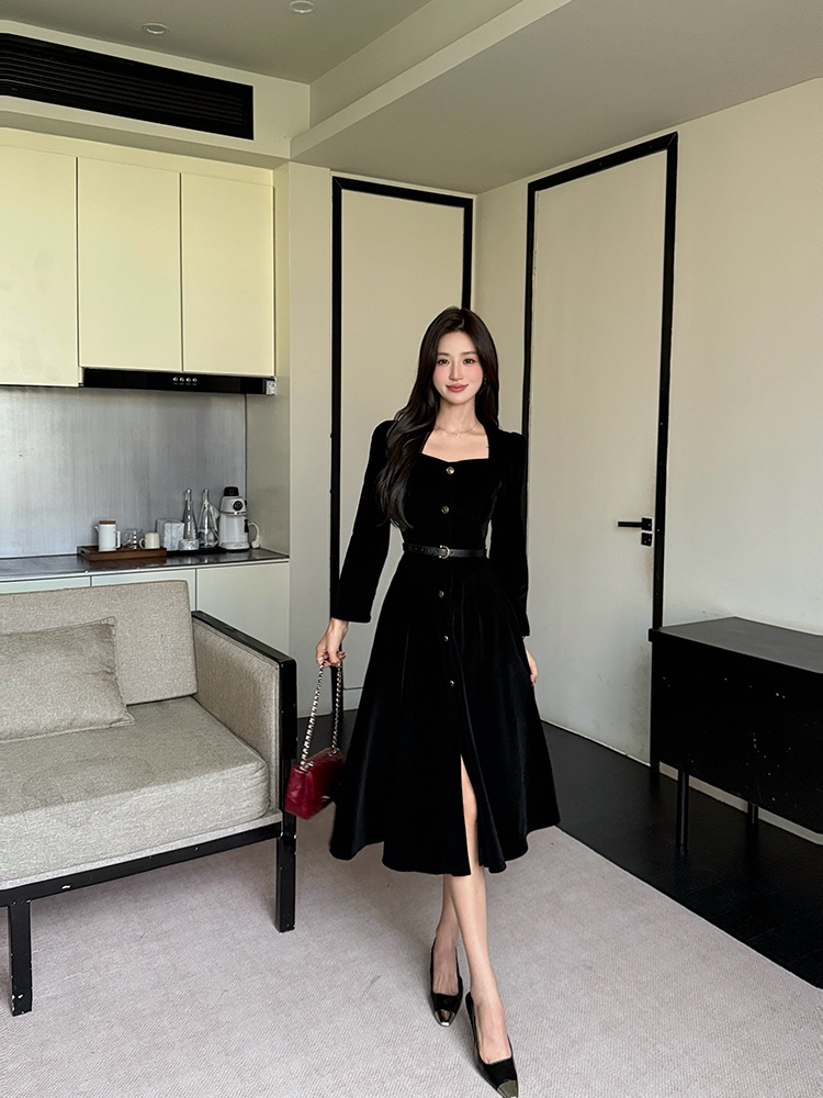 Light luxury autumn dress corduroy long dress