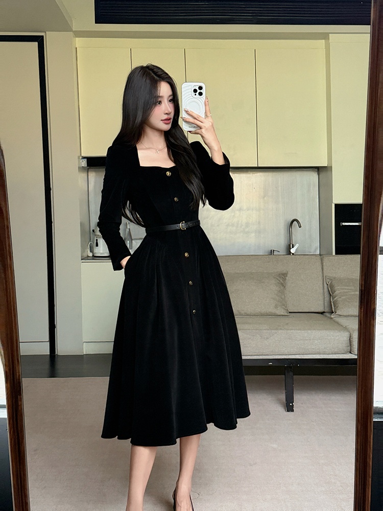 Light luxury autumn dress corduroy long dress