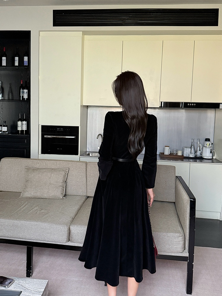 Light luxury autumn dress corduroy long dress