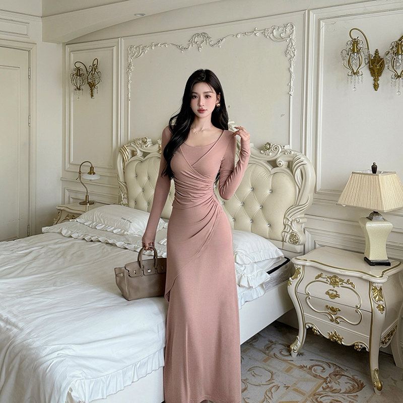 Artistic A-line temperament autumn and winter dress