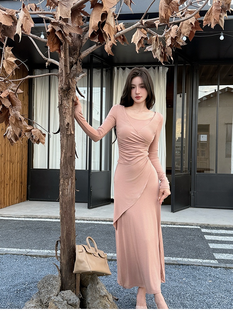 Artistic A-line temperament autumn and winter dress