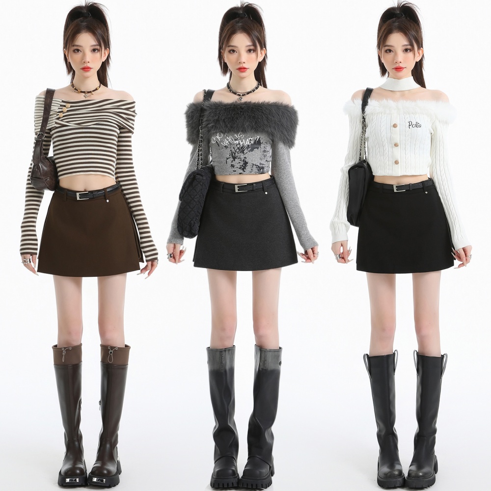 A-line autumn and winter culottes high waist skirt for women