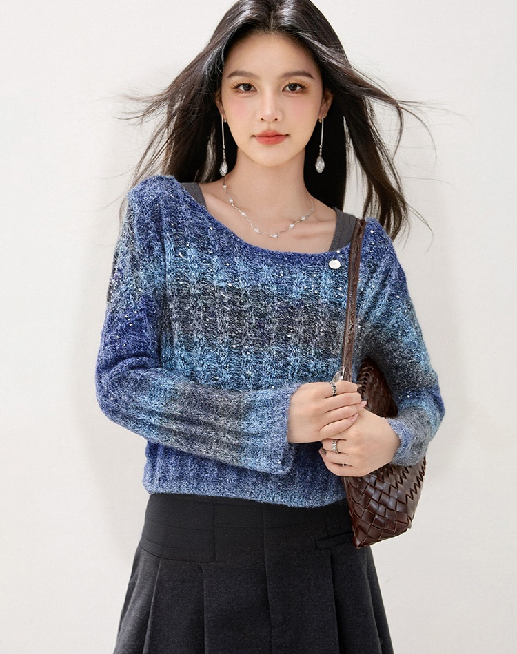Short long sleeve loose sweater V-neck fashion tops