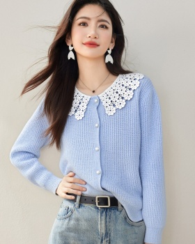 France style tender tops doll collar sweater