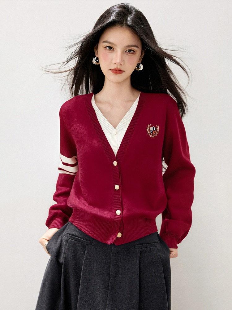 Pseudo-two knitted cardigan lazy slim tops for women