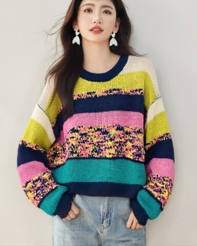 Autumn sweater mixed colors tops for women