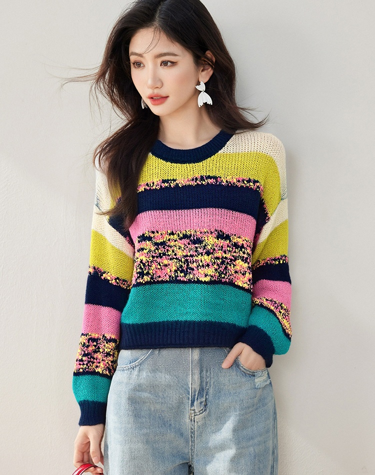 Autumn sweater mixed colors tops for women