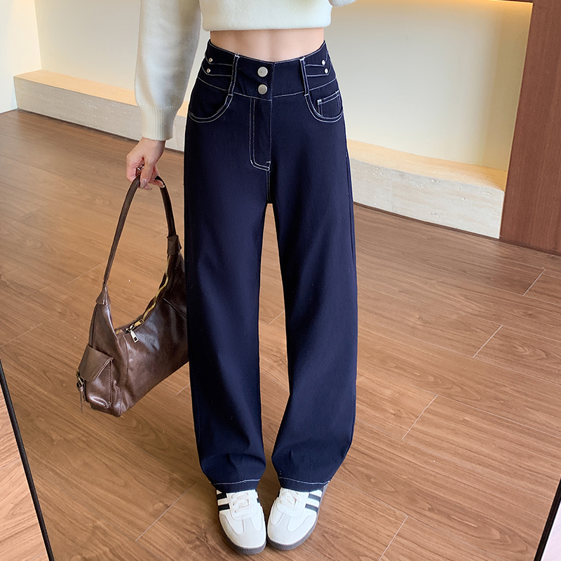 Slim knitted denim loose stretch pants for women