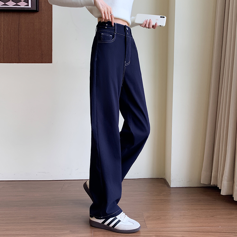 Slim knitted denim loose stretch pants for women