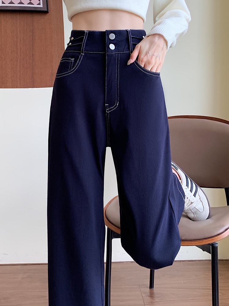 Slim knitted denim loose stretch pants for women