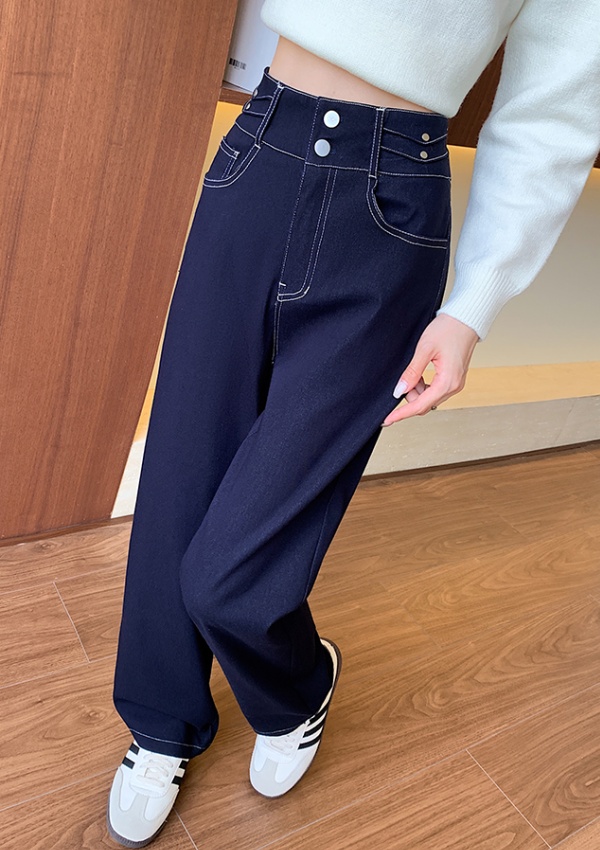 Slim knitted denim loose stretch pants for women