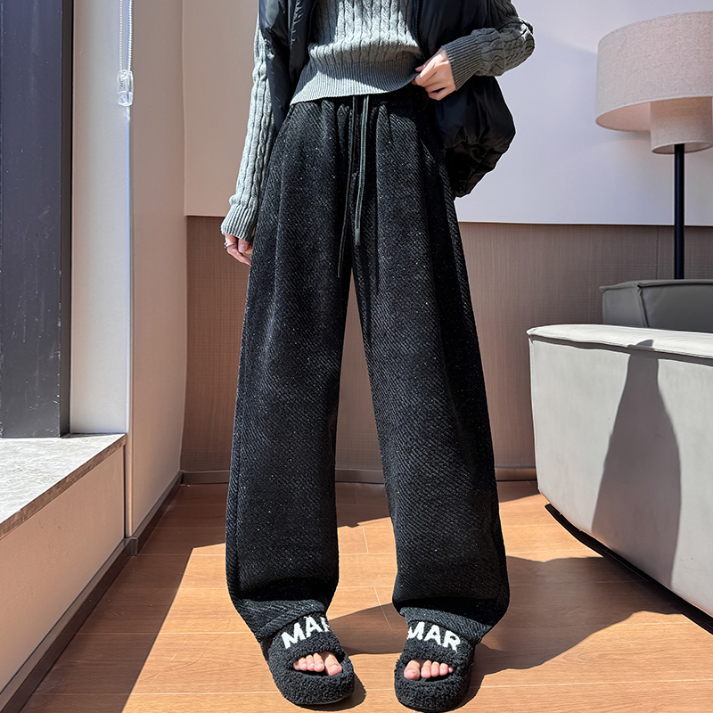Lazy loose wide leg long pants couples stripe casual pants