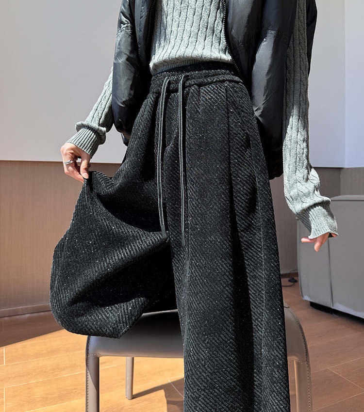 Lazy loose wide leg long pants couples stripe casual pants