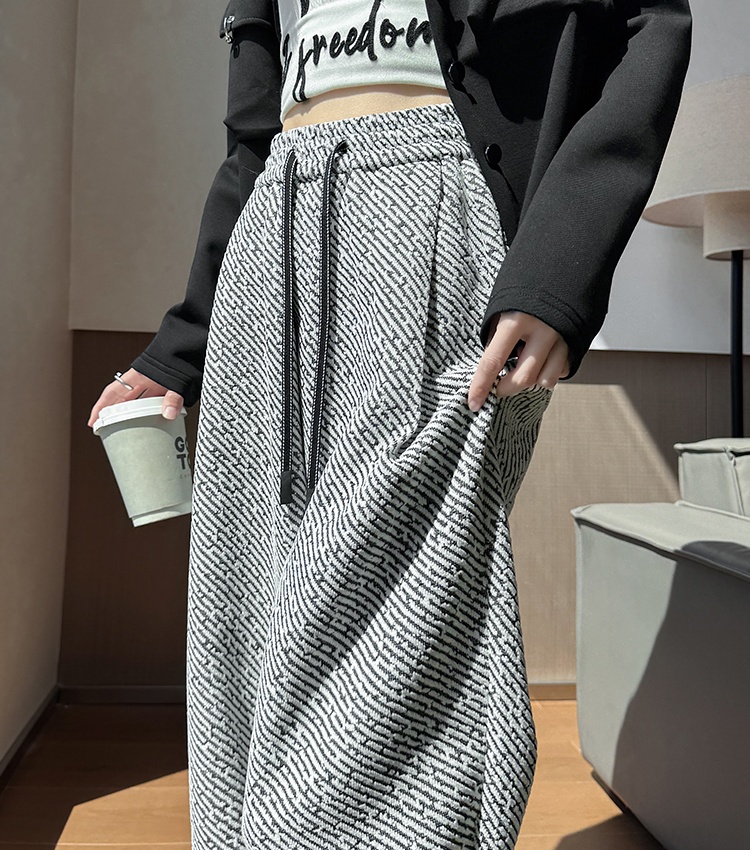Lazy loose wide leg long pants couples stripe casual pants