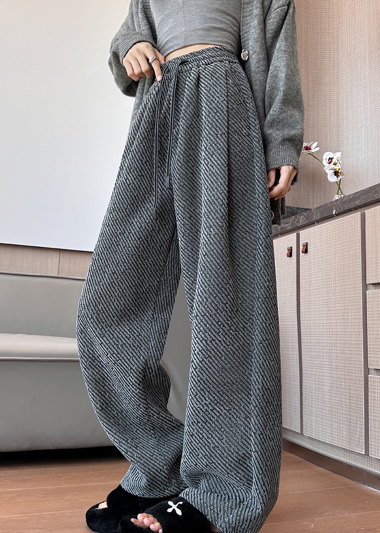 Lazy loose wide leg long pants couples stripe casual pants