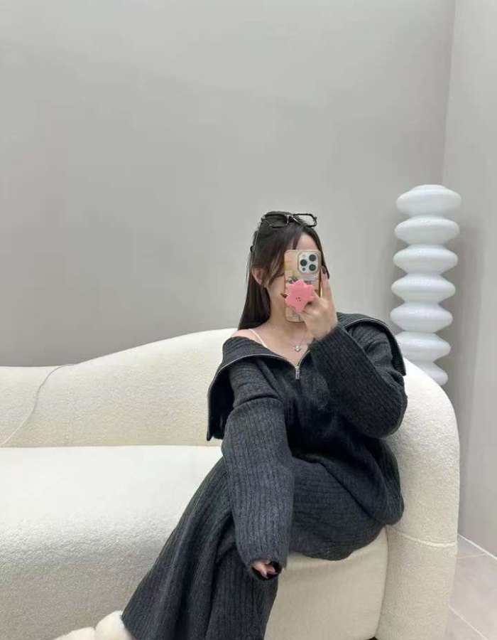 Knitted sweater wide leg pants 2pcs set