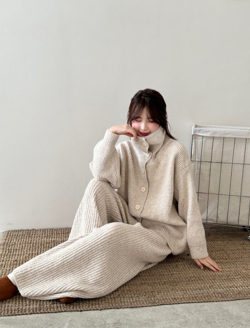 Autumn and winter wide leg pants coat 2pcs set