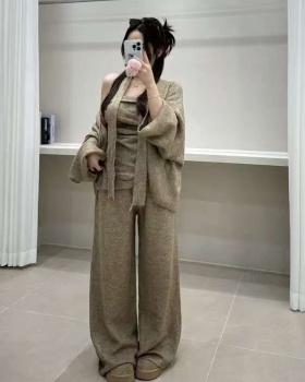 Inside the ride cardigan loose casual pants 3pcs set for women