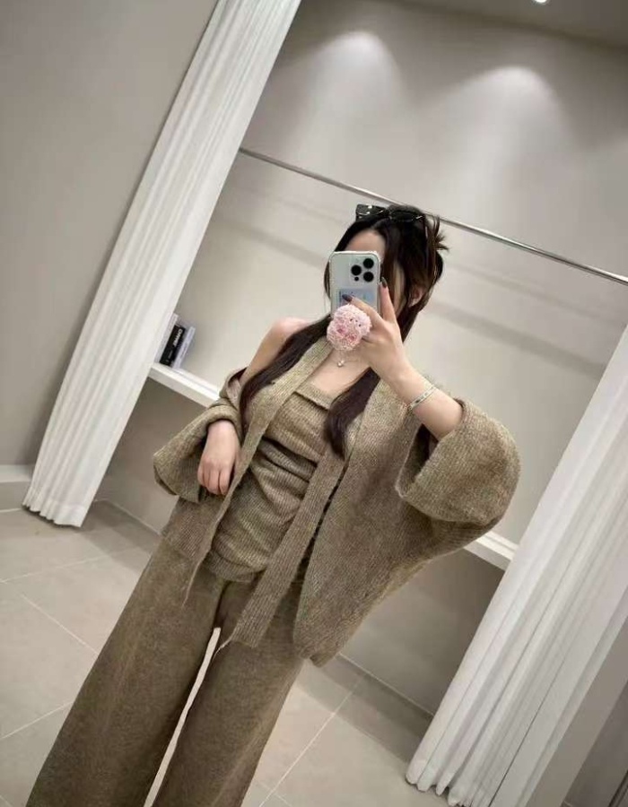 Inside the ride cardigan loose casual pants 3pcs set for women