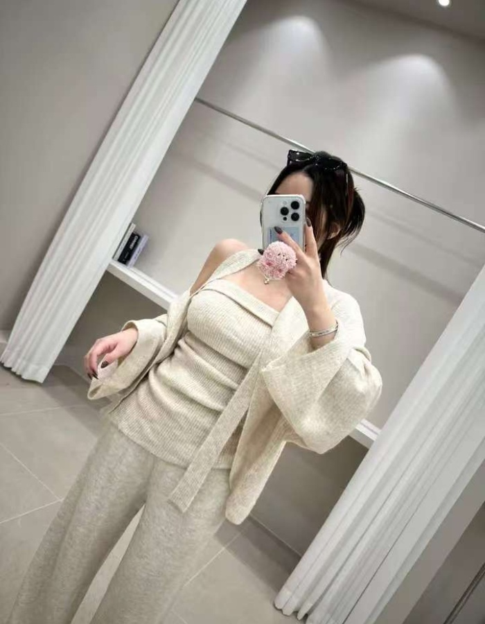 Inside the ride cardigan loose casual pants 3pcs set for women