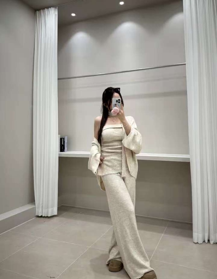 Inside the ride cardigan loose casual pants 3pcs set for women