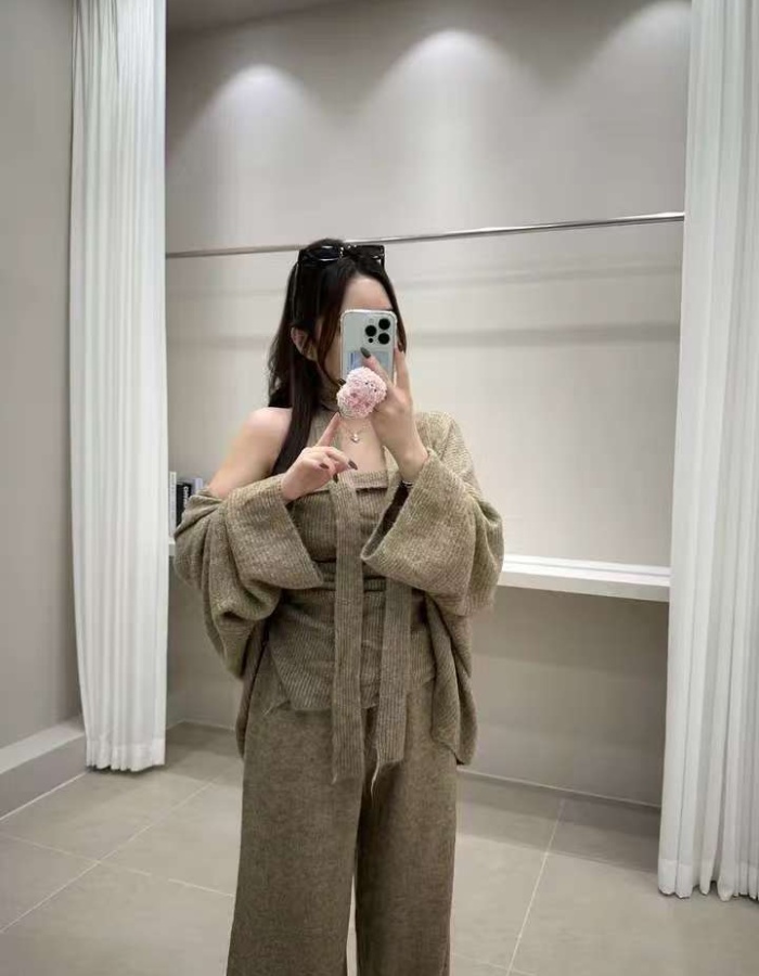 Inside the ride cardigan loose casual pants 3pcs set for women