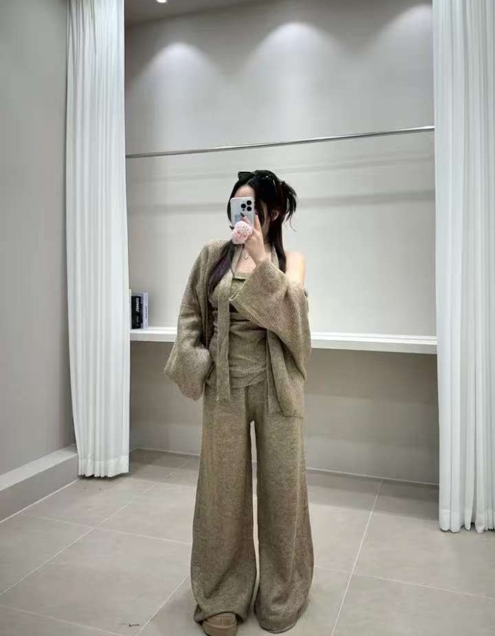 Inside the ride cardigan loose casual pants 3pcs set for women