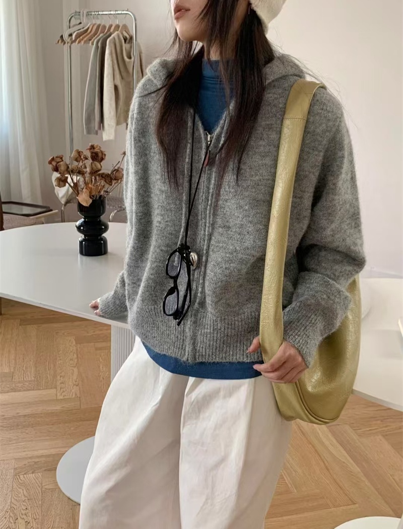 Loose hooded shirts slim Korean style cardigan