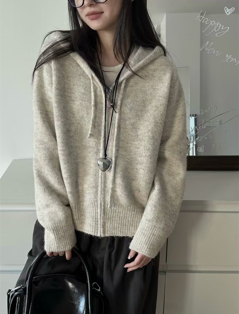 Loose hooded shirts slim Korean style cardigan
