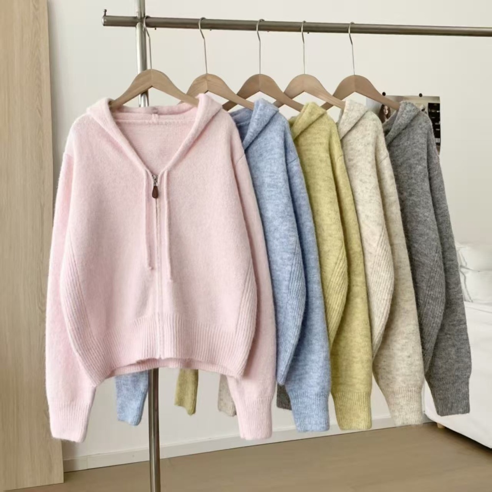 Loose hooded shirts slim Korean style cardigan