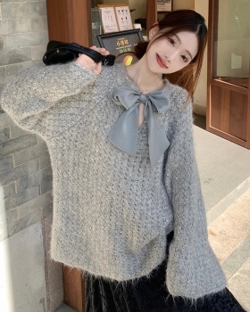 Wear bow spring pullover temperament unique sweater