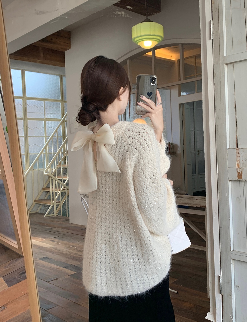 Wear bow spring pullover temperament unique sweater