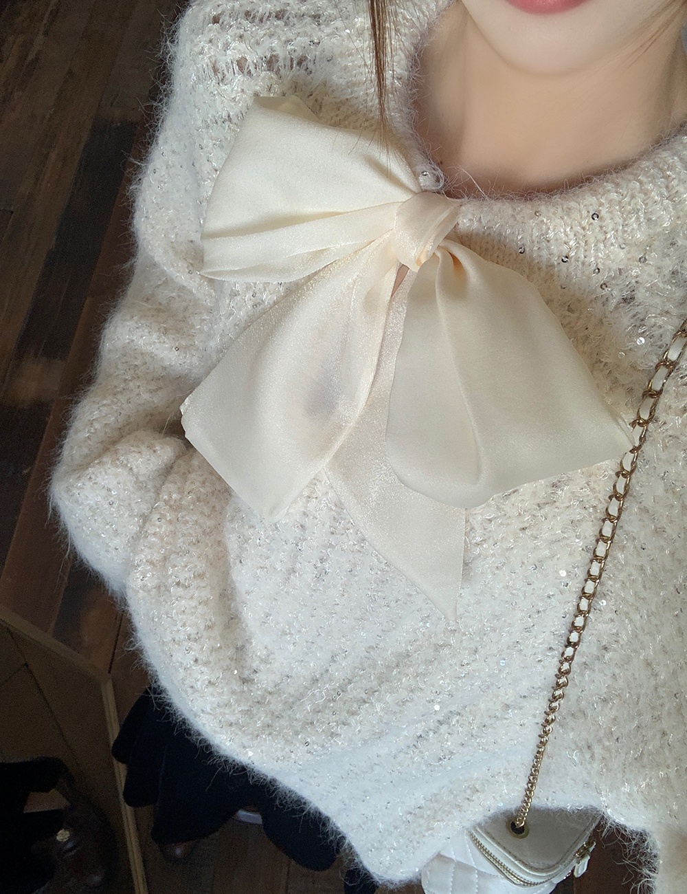 Wear bow spring pullover temperament unique sweater