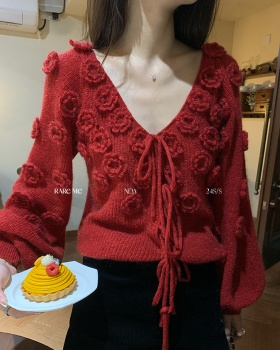 Colors high waist mood tops crochet France style sweater