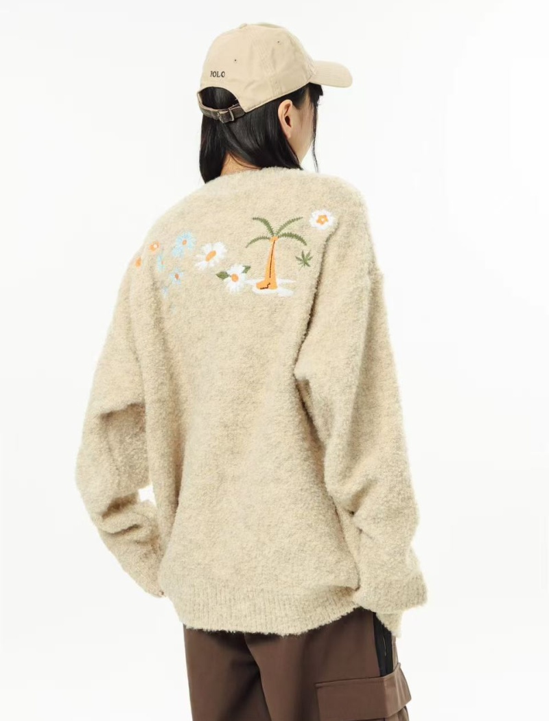 Flowers lazy Casual coat embroidery couples sweater