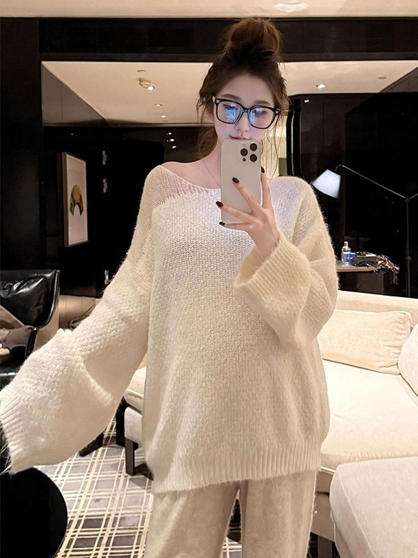 Hollow long tops autumn and winter sweater for women