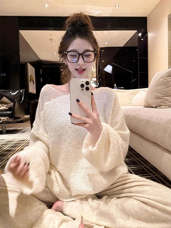 Hollow long tops autumn and winter sweater for women