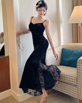 Golden velvet formal dress mermaid dress for women