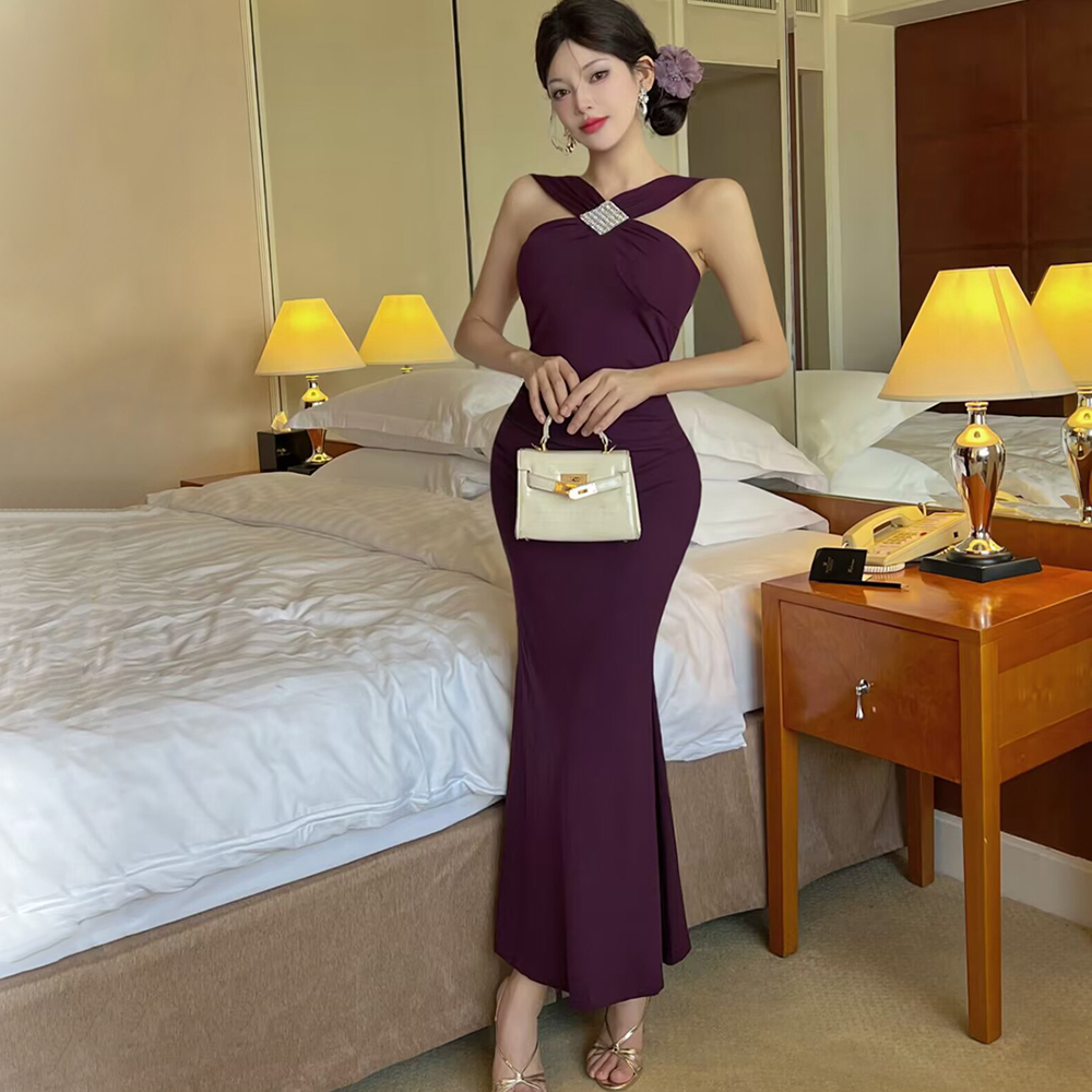 Halter enticement long dress sexy dress for women