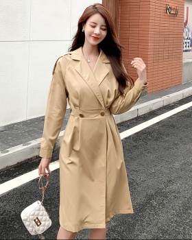 All-match Korean style windbreaker long coat for women