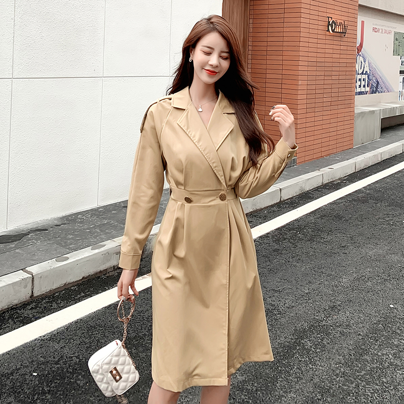 All-match Korean style windbreaker long coat for women