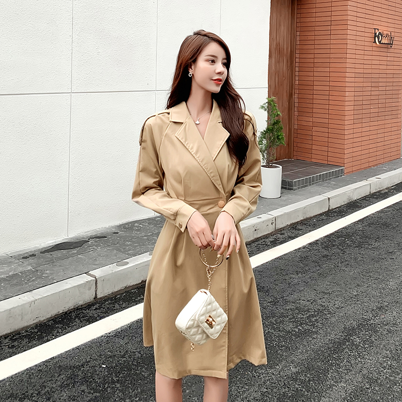 All-match Korean style windbreaker long coat for women