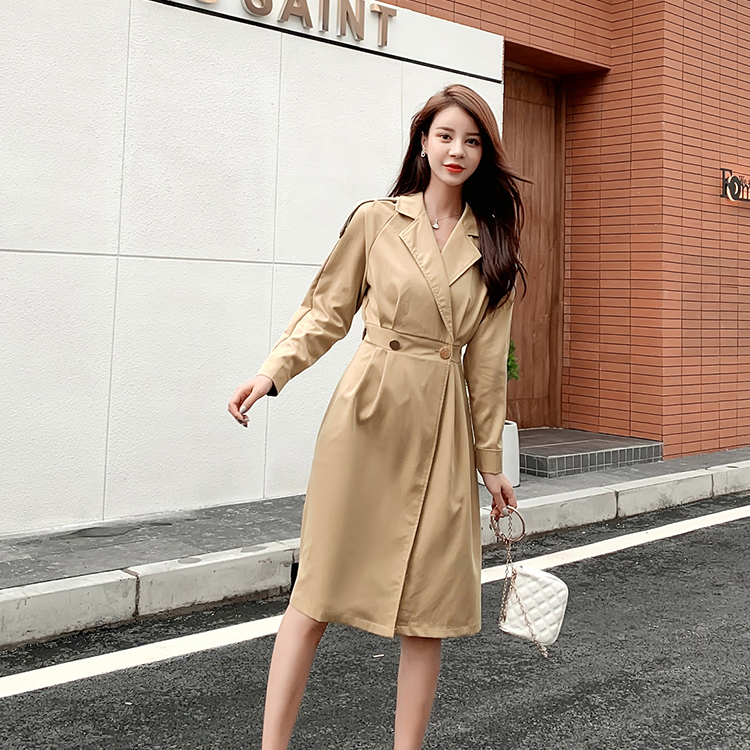 All-match Korean style windbreaker long coat for women