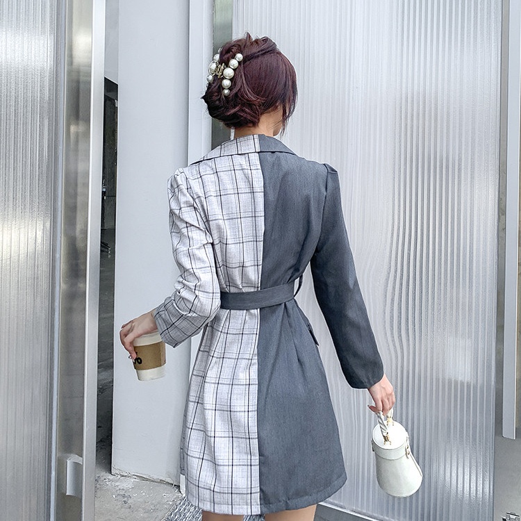 Plaid temperament business suit long autumn skirt