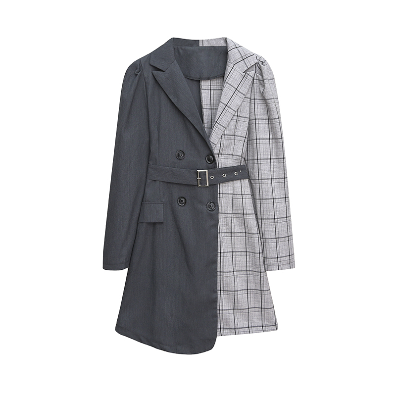 Plaid temperament business suit long autumn skirt