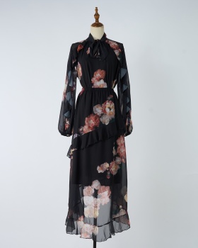 Casual printing skirt autumn and winter shirt a set