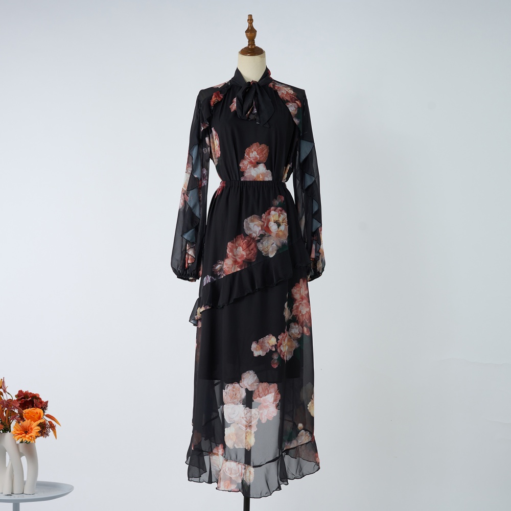 Casual printing skirt autumn and winter shirt a set