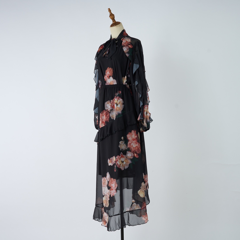 Casual printing skirt autumn and winter shirt a set